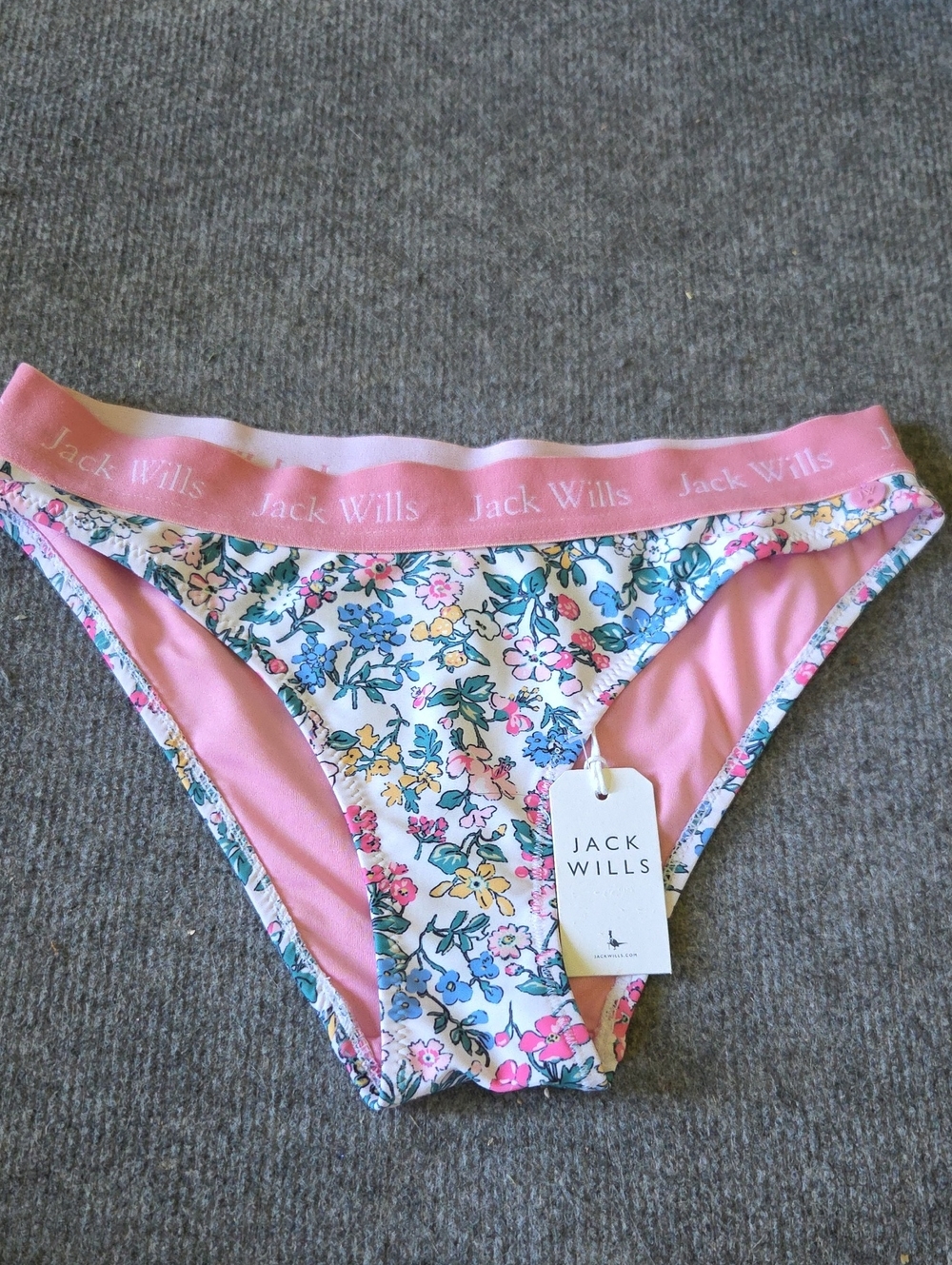 Jack Wills Canteton Pink Floral Bikini Bottoms New